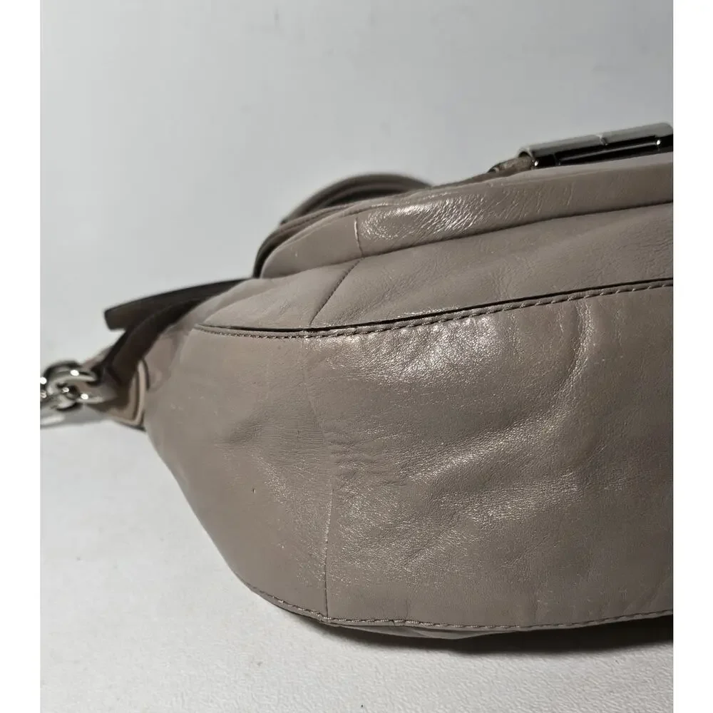 COACH KRISTIN LARGE SATCHEL/Shoulder Bag Taupe SMOOTH LEATHER /Snake Trim 19295